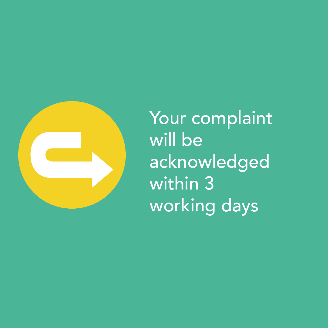 Your complaint will be acknowledged within 3 working days